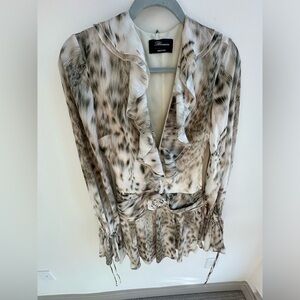 Blumarine 100% Silk Ruffle Mini Dress with Side Zip (Size 2)
